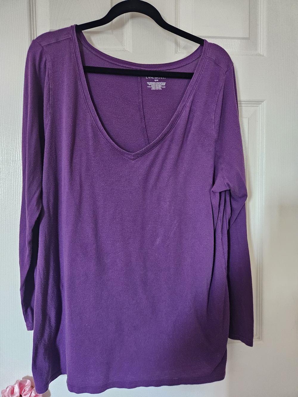 Lane Bryant Deep Purple V-Neck Long Sleeve Tee